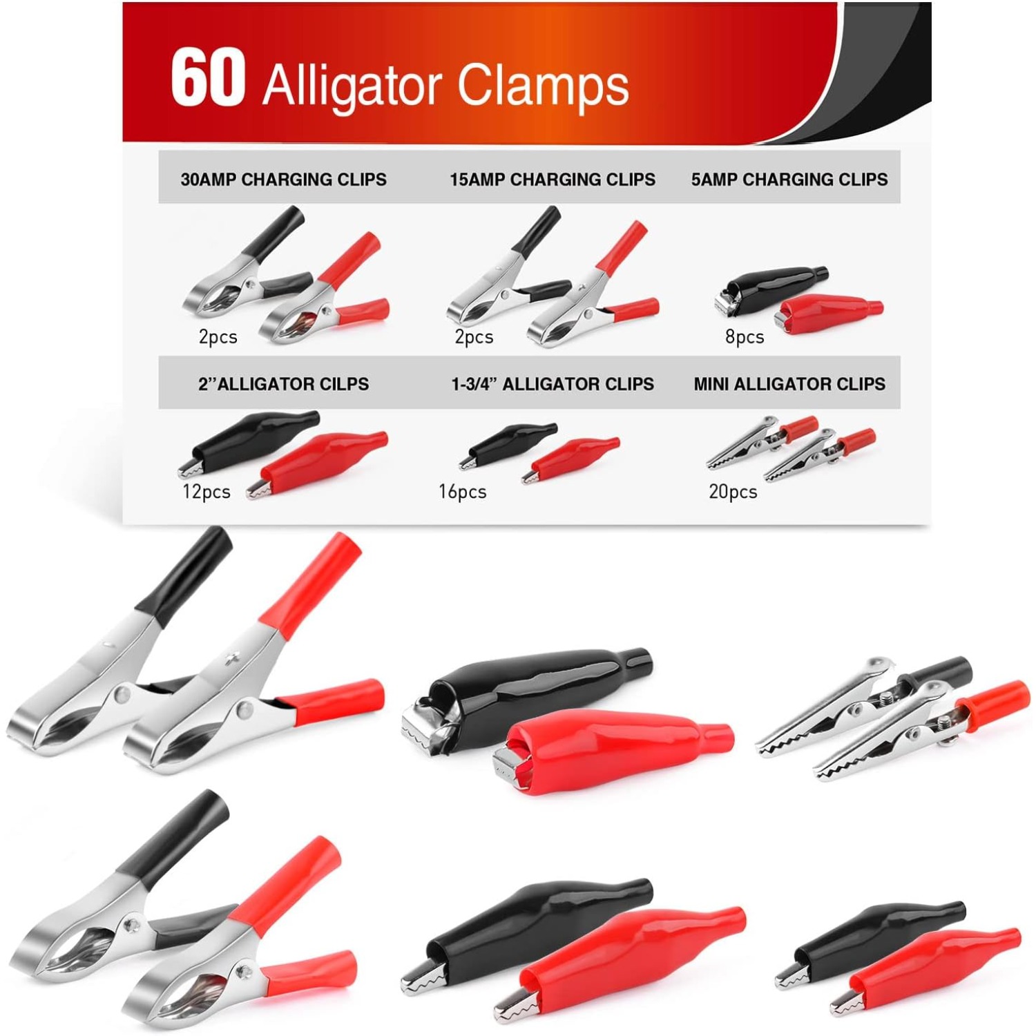 Diy Electronics Project - Nilight 60PCS Alligator Clip Assortment Kit,